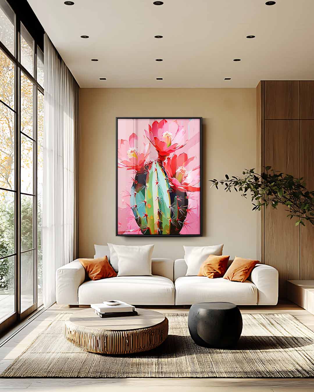 Kleurrijke Cactus Bloemenpracht Kunstwerk-canvas-dibond-plexiglas-wanddecoratie-WallArtistic