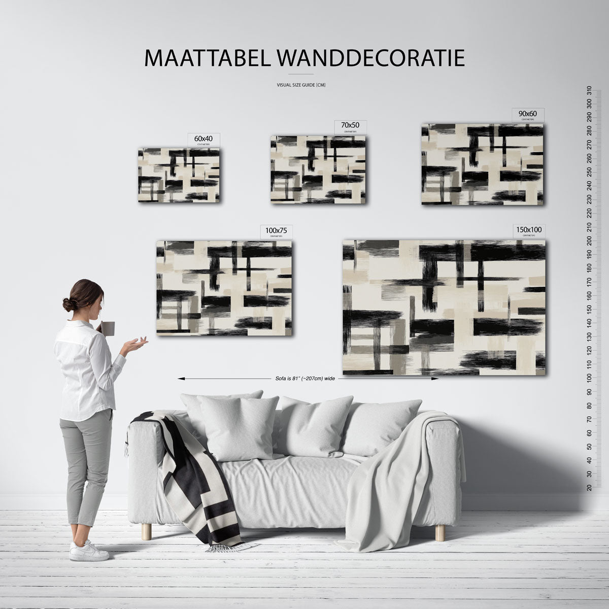 Grafische lijnen compositie Kunstwerk