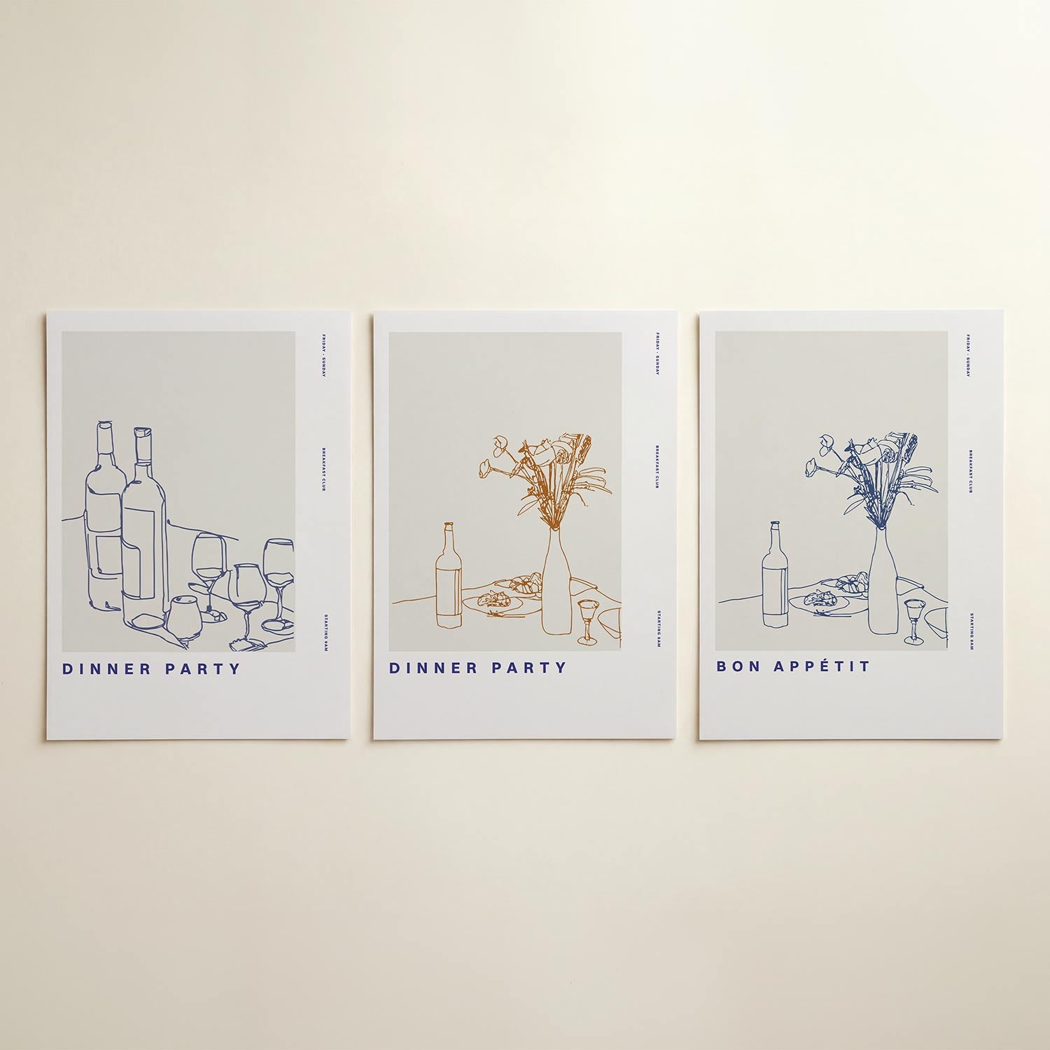 Lijnenspel en glas Posterset