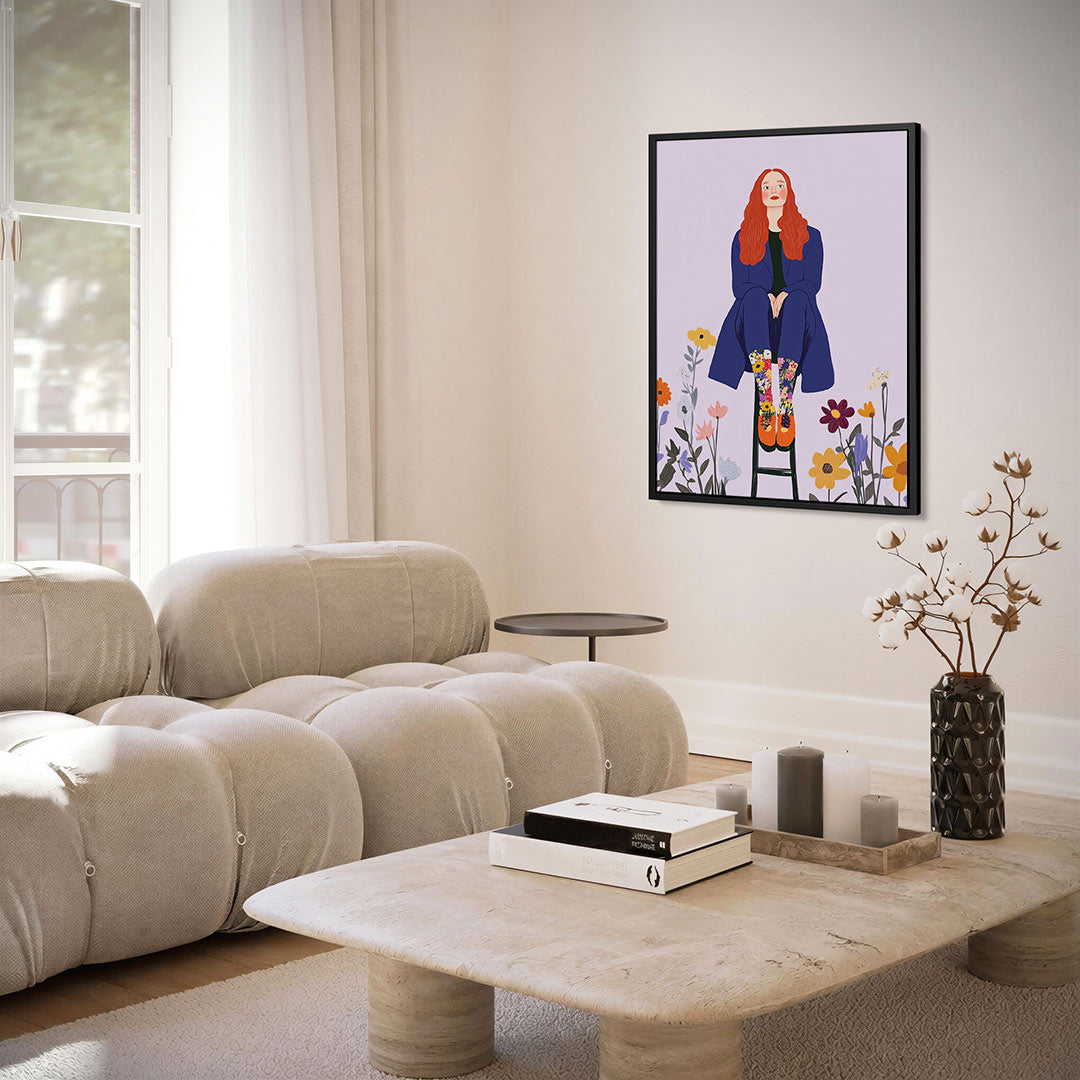 Vrouw met bloemen Kunstwerk
