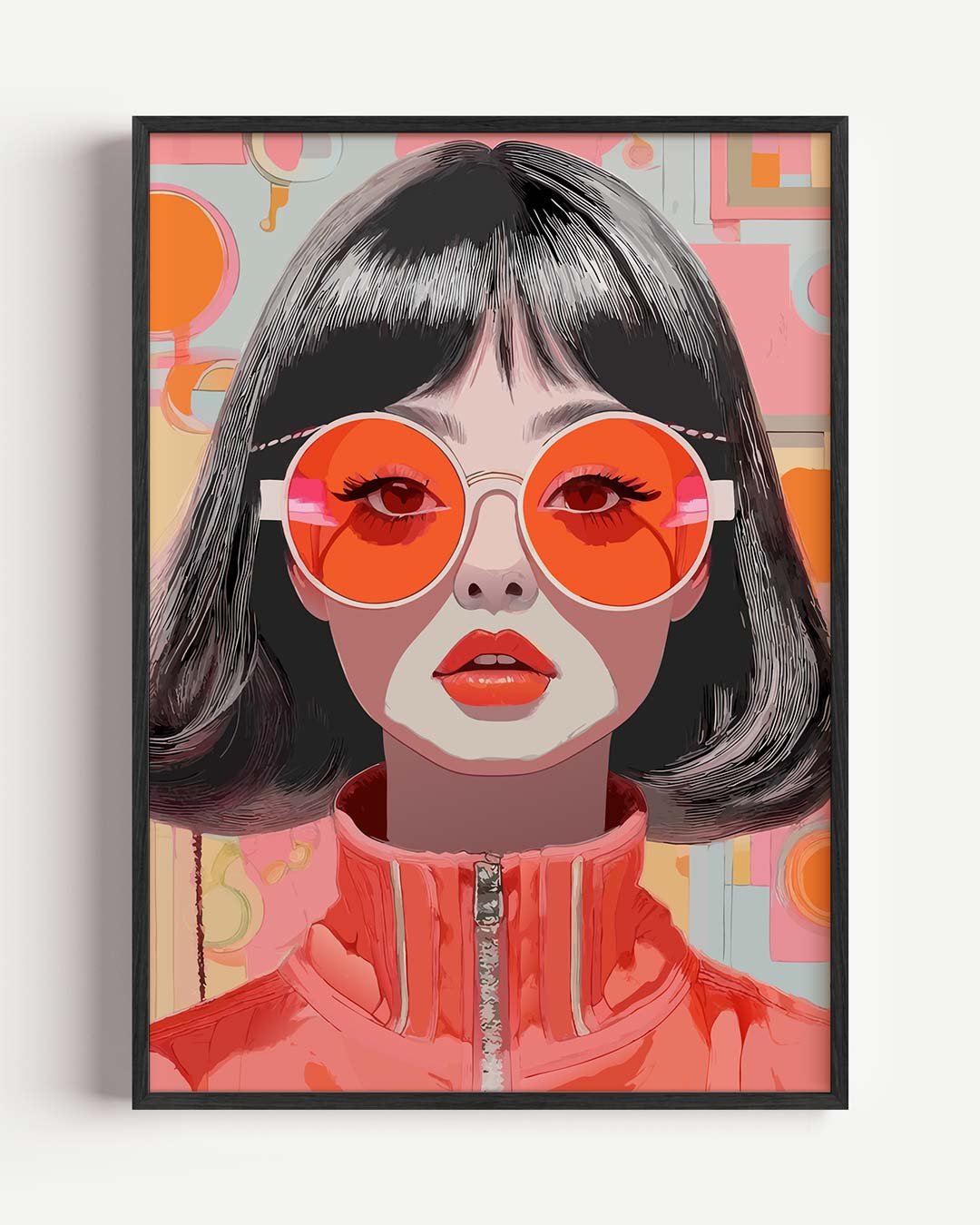 Retro Vrouw met Zonnebril Poster-WallArtistic
