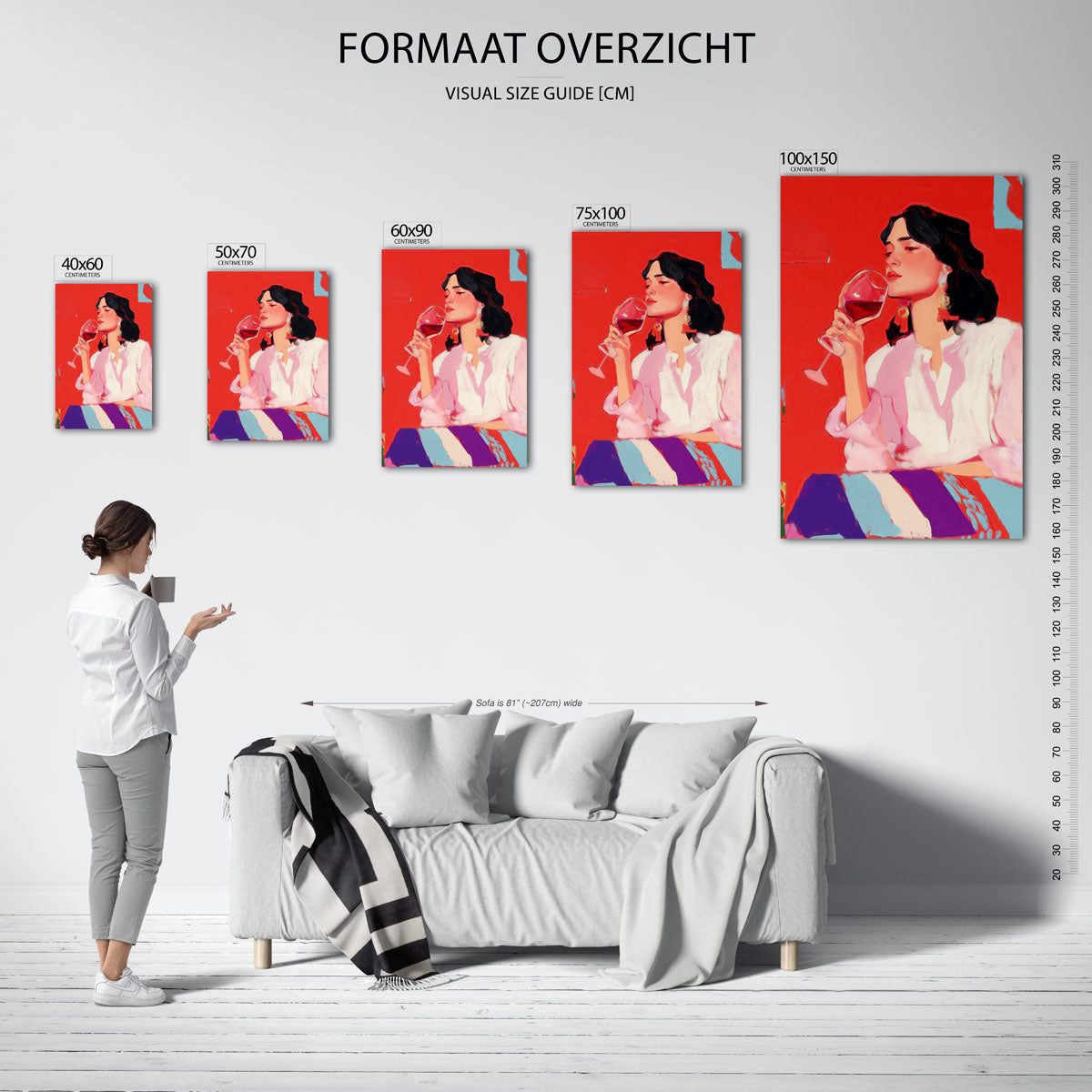 Vrouw met wijnglas Kunstwerk