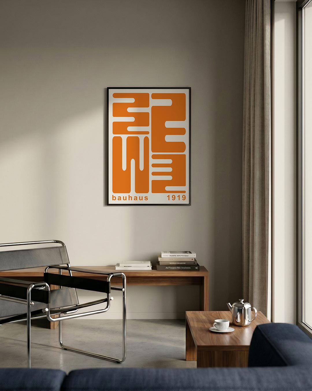 Oranje lijnenspel Poster