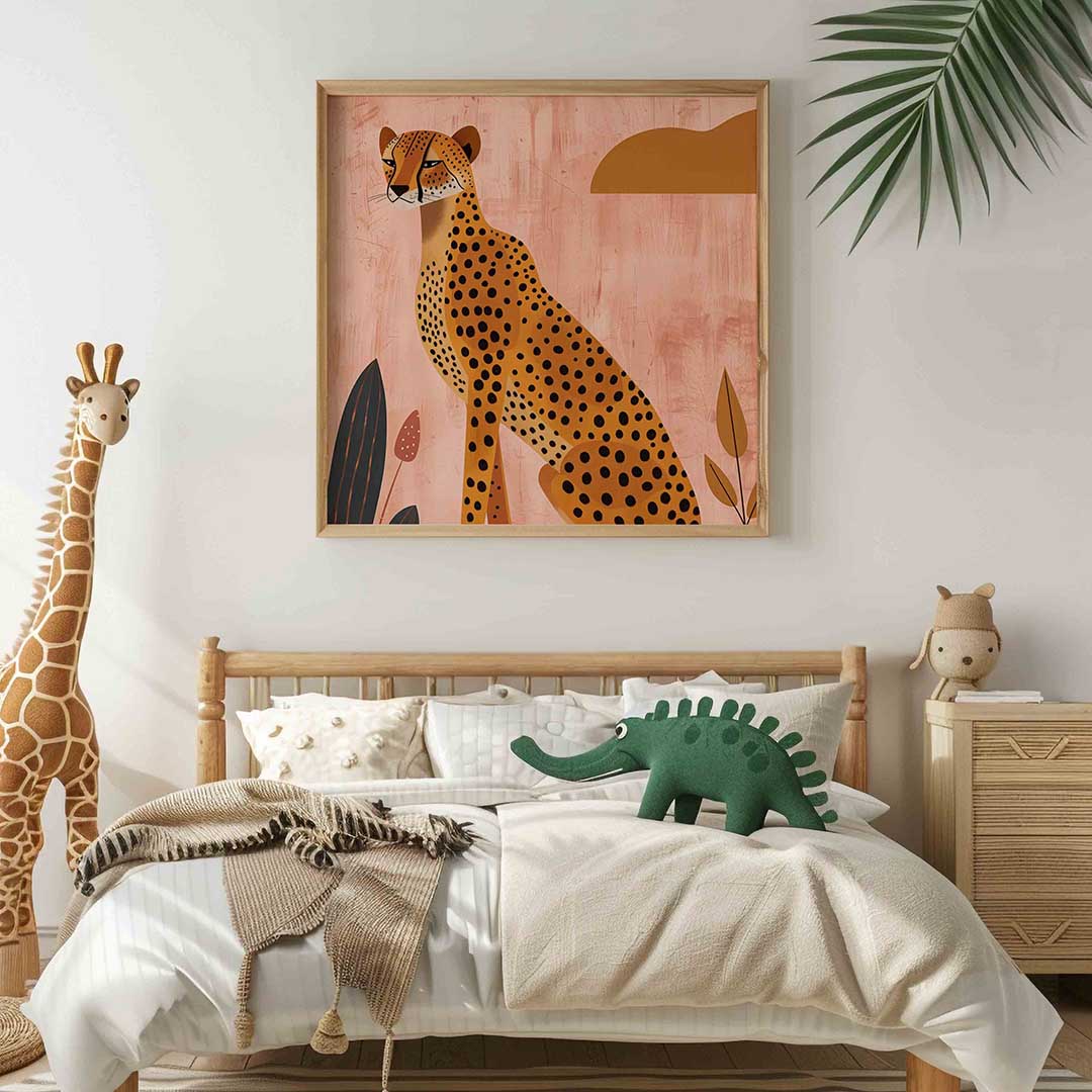 Luipaard op roze achtergrond Poster