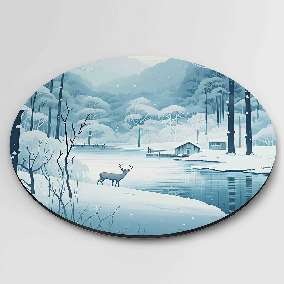 Hert in winterlandschap Muurcirkel