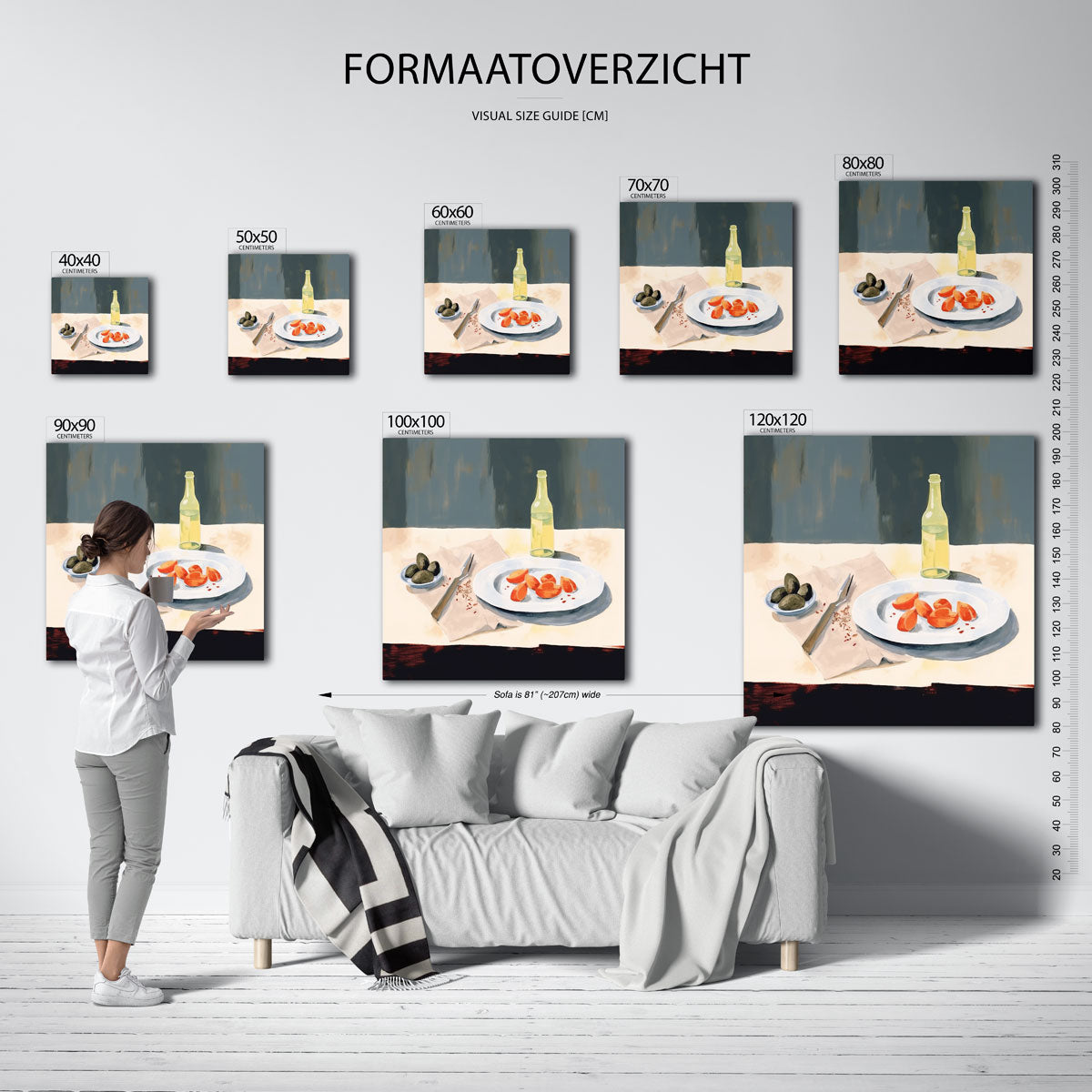 Stilleven met fles en fruit Poster