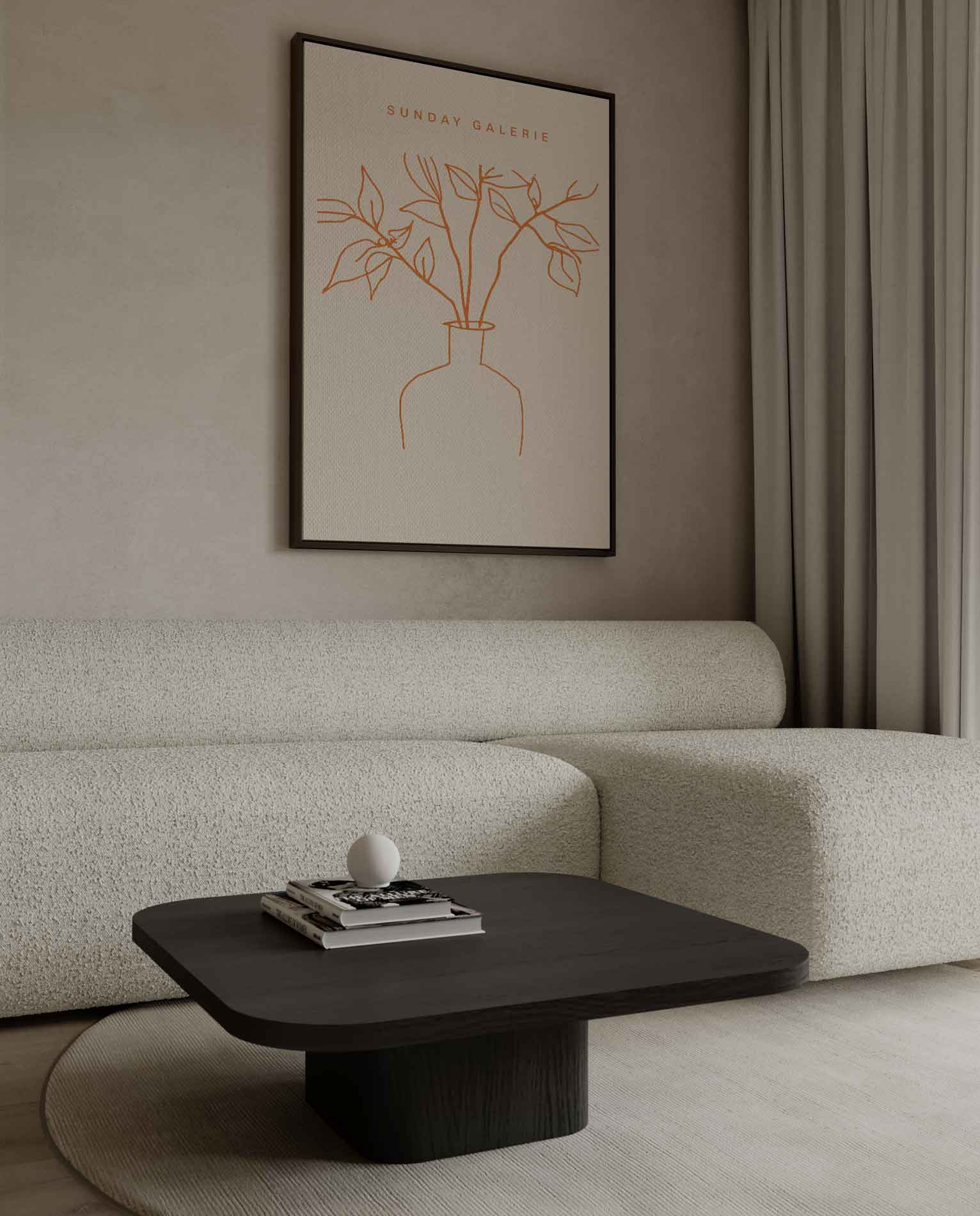 Simpele Lijntekening van Plant in Vaas Kunstwerk-canvas-dibond-plexiglas-wanddecoratie-WallArtistic