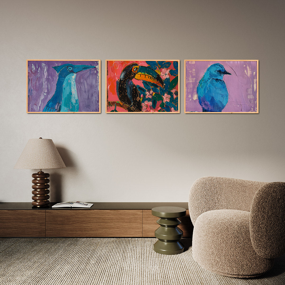 Vogelsilhouet en kleuren Posterset