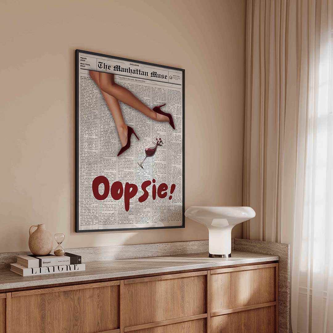 Krant met benen en glas Poster