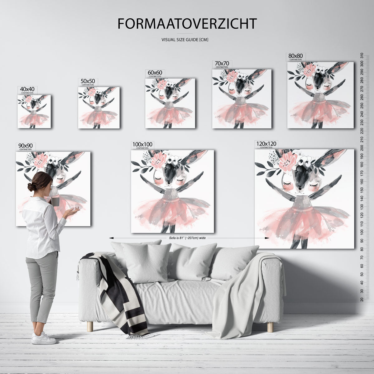Dansende konijn met bloemen Poster
