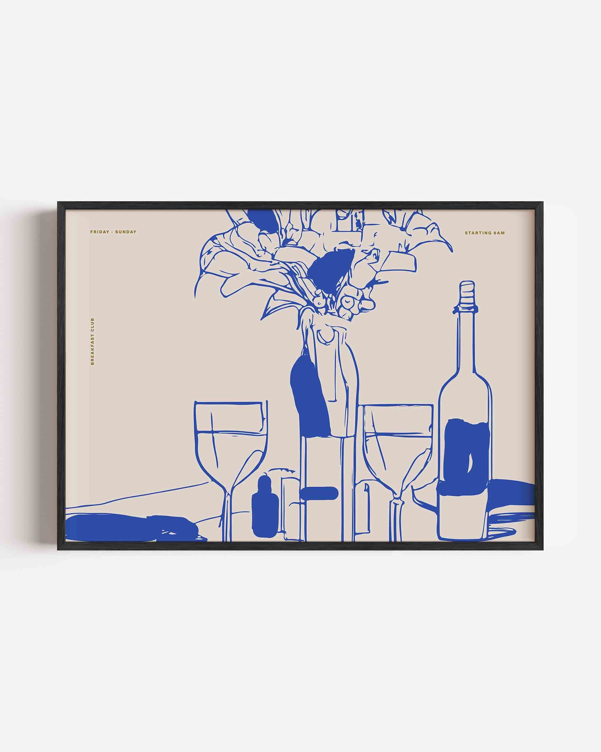 Ontbijttafel met flessen Poster