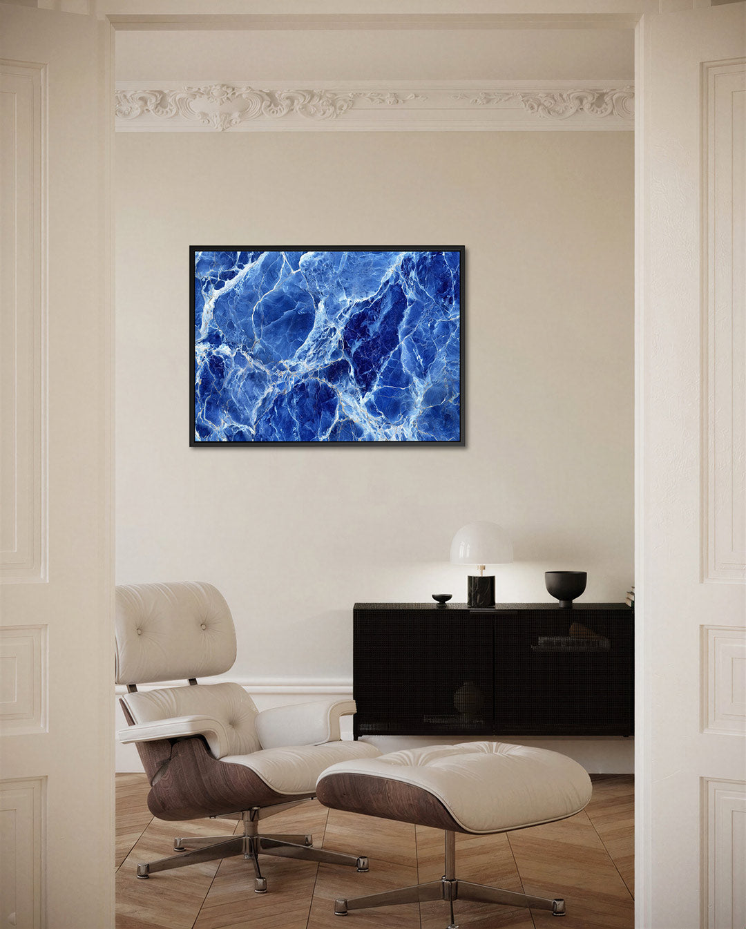 Blauwe marmerstructuur Kunstwerk