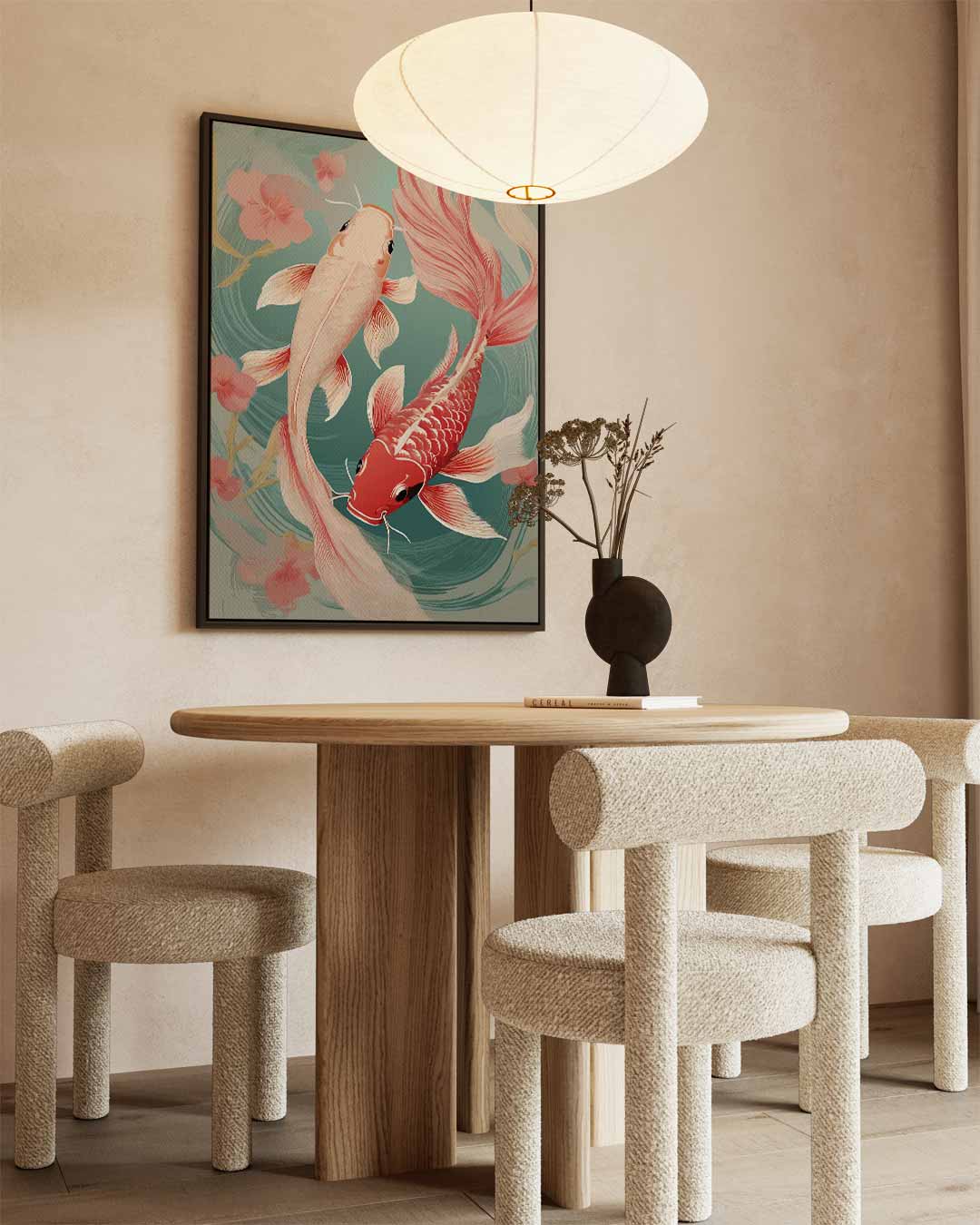 Elegant Koi Vissen Kunstwerk Kunstwerk-canvas-dibond-plexiglas-wanddecoratie-WallArtistic