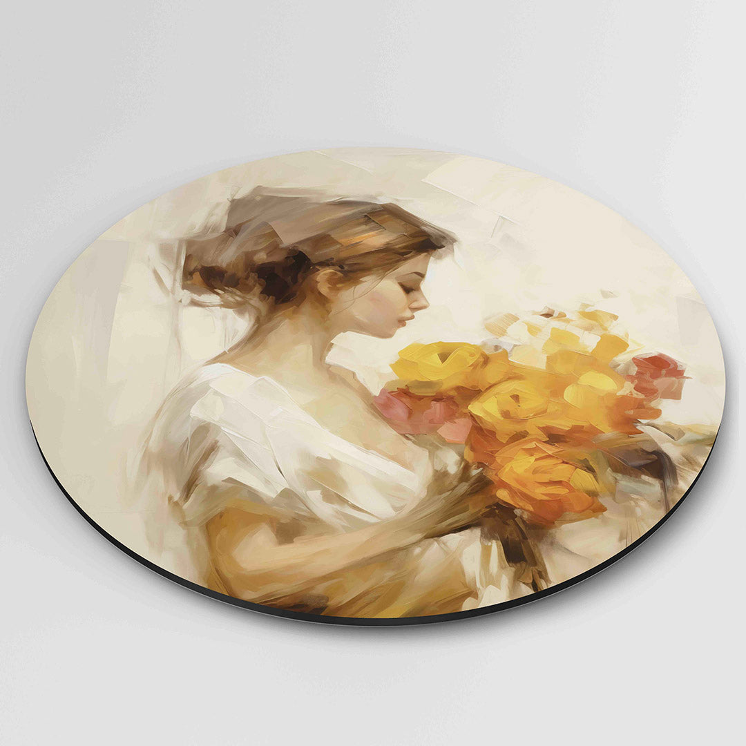 Vrouw met bloemen Muurcirkel