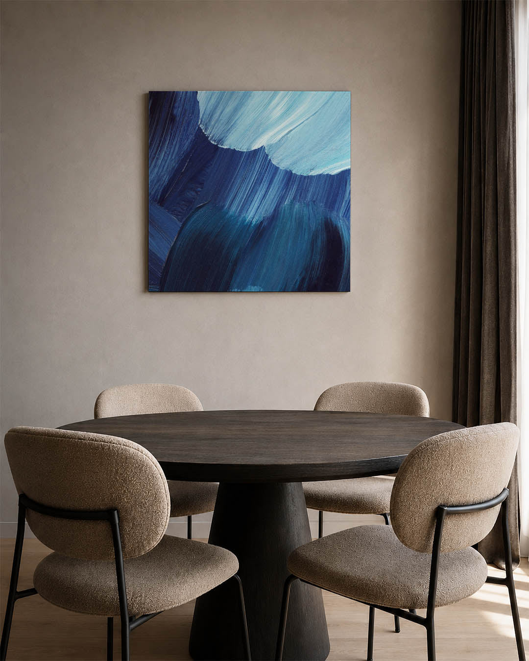 Dynamische blauwe strokes Kunstwerk