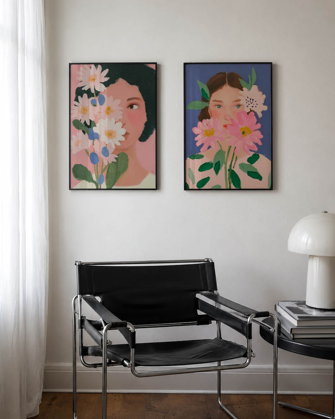 Bloemen en gezicht Posterset