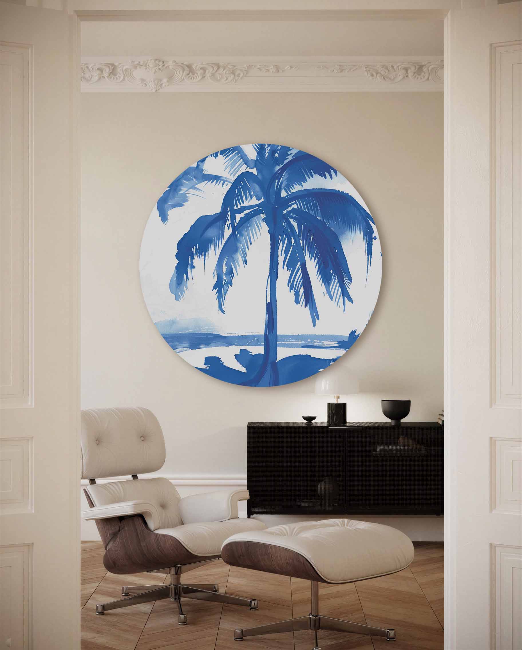 Blauwe palmboom Muurcirkel