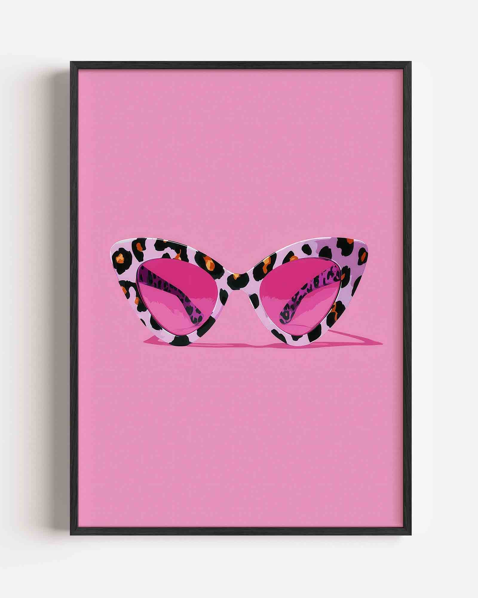 Zonnebril met luipaardprint Poster