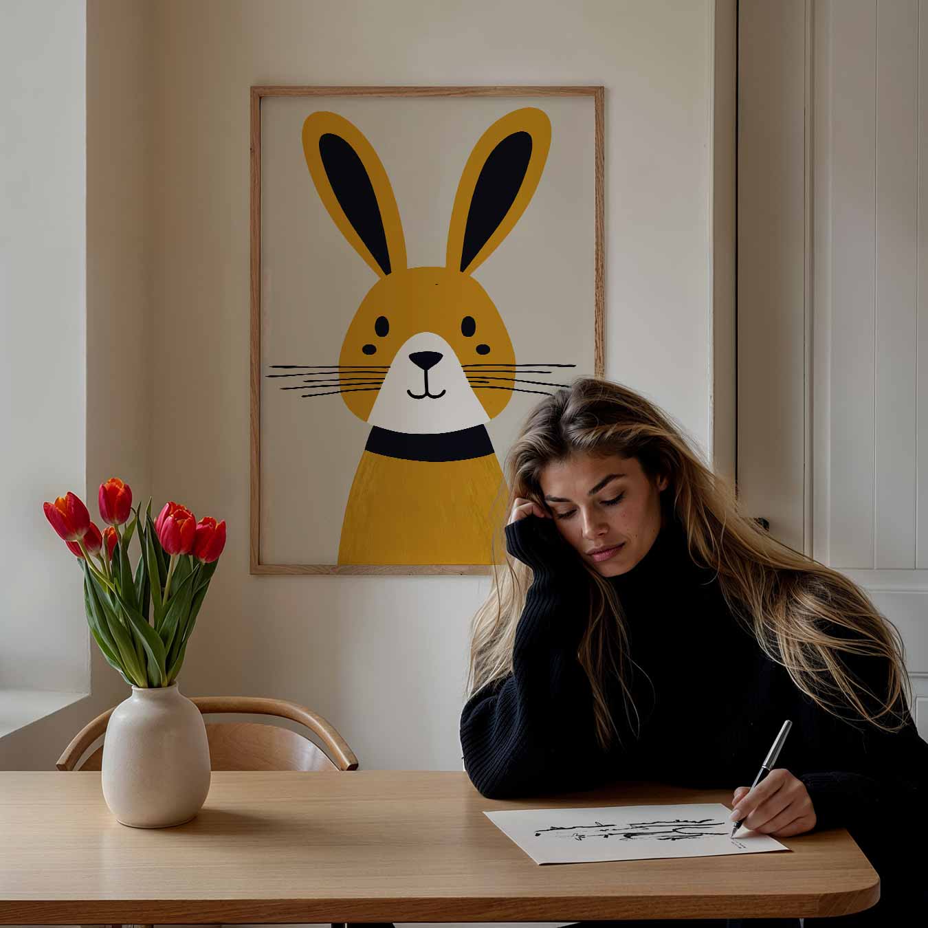 Vrolijke Konijn Kunstposter-WallArtistic
