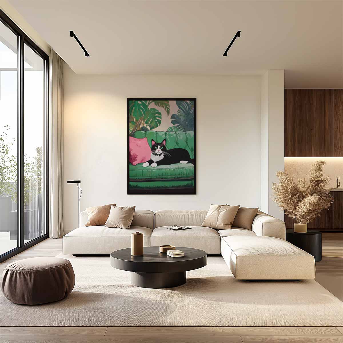 Kat Op Groene Bank Kunstwerk