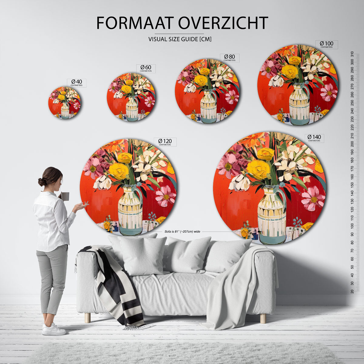 Bloemen in vaas Muurcirkel
