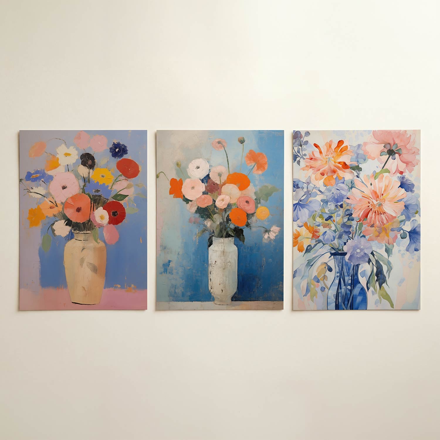Bloemrijke kleurvlakken Posterset