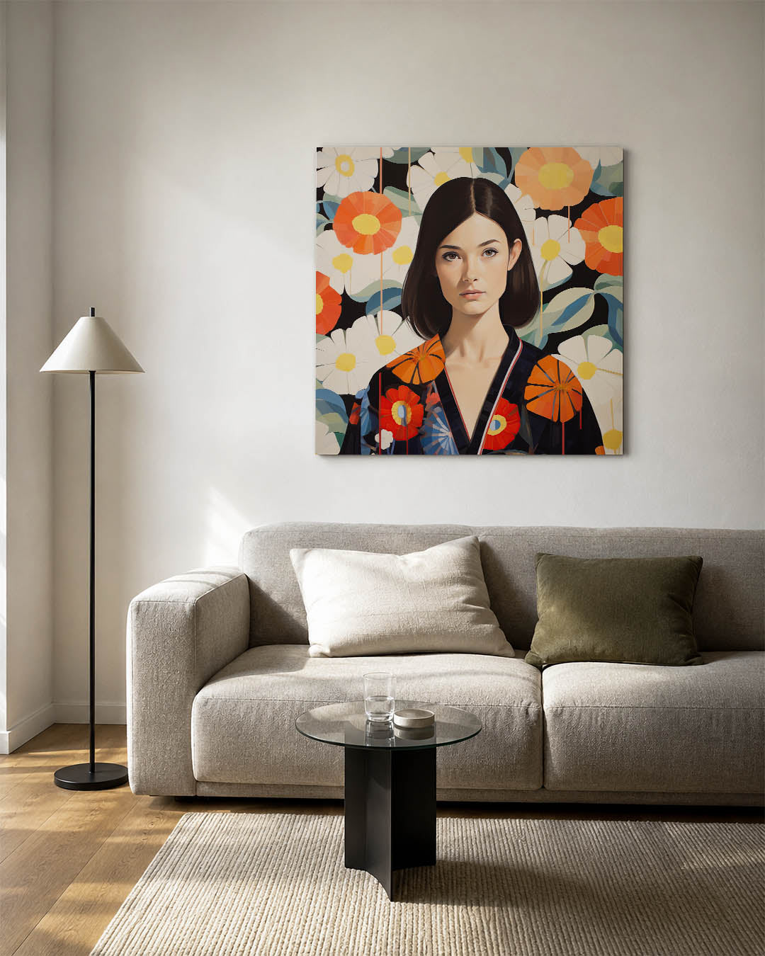 Bloemenportret met patronen Kunstwerk