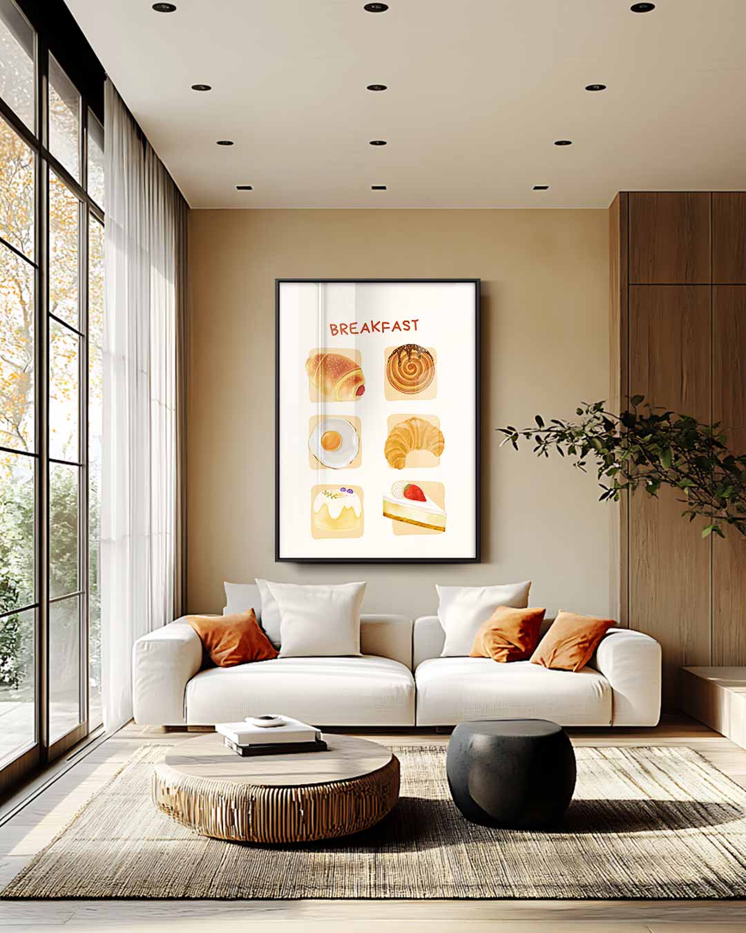 Ontbijt Illustratie Print Kunstwerk-canvas-dibond-plexiglas-wanddecoratie-WallArtistic