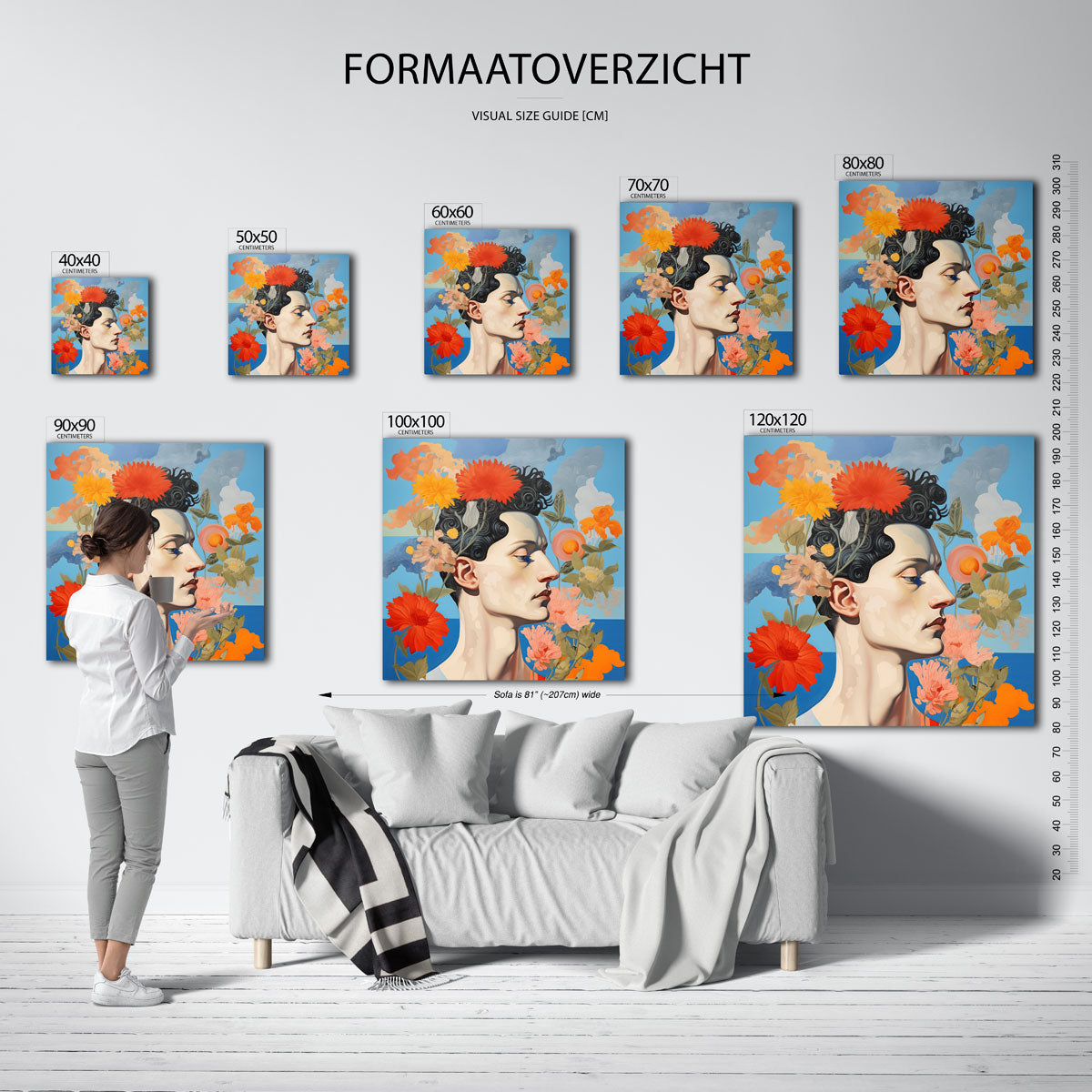 Bloemen en profiel Poster