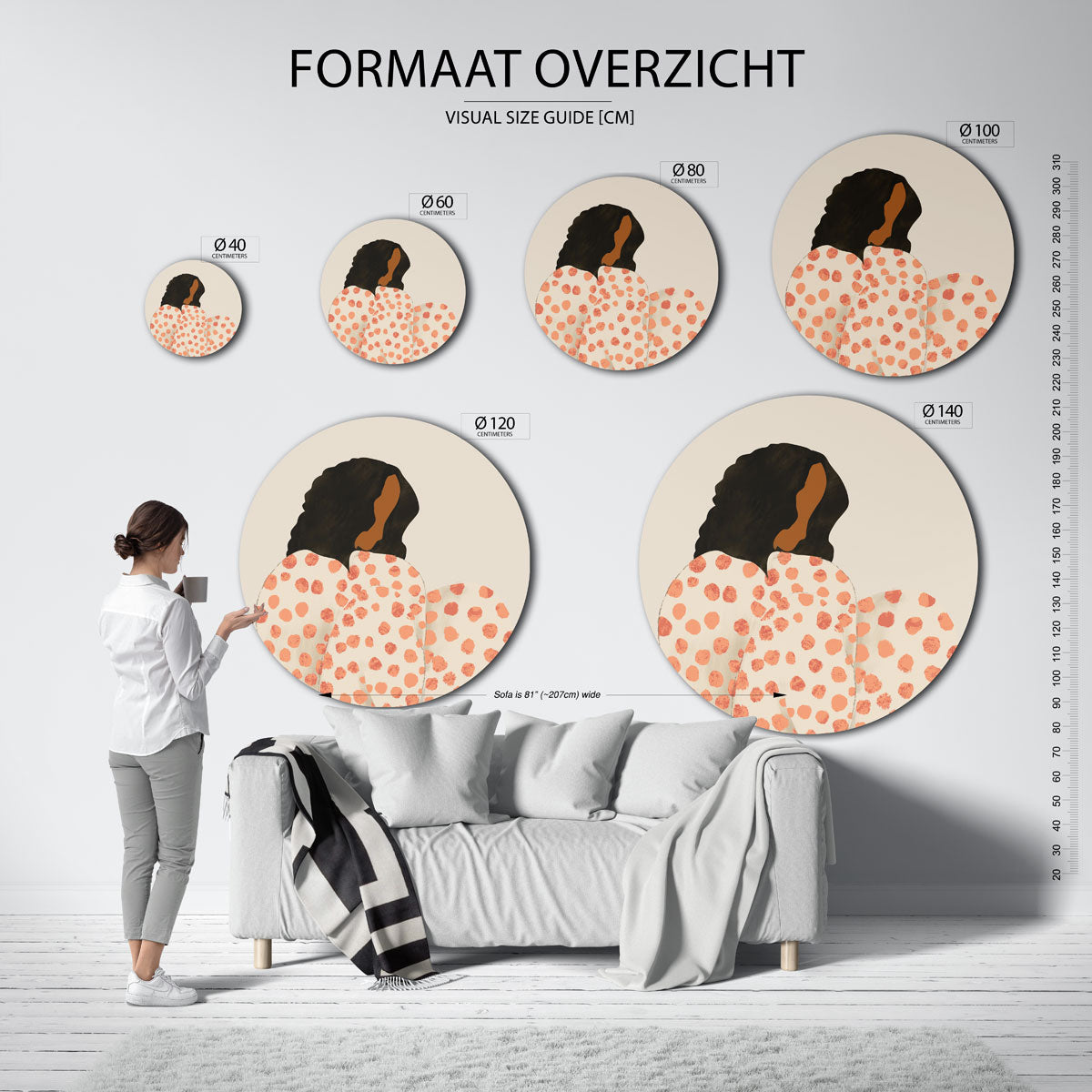 Vrouw met stippen Muurcirkel