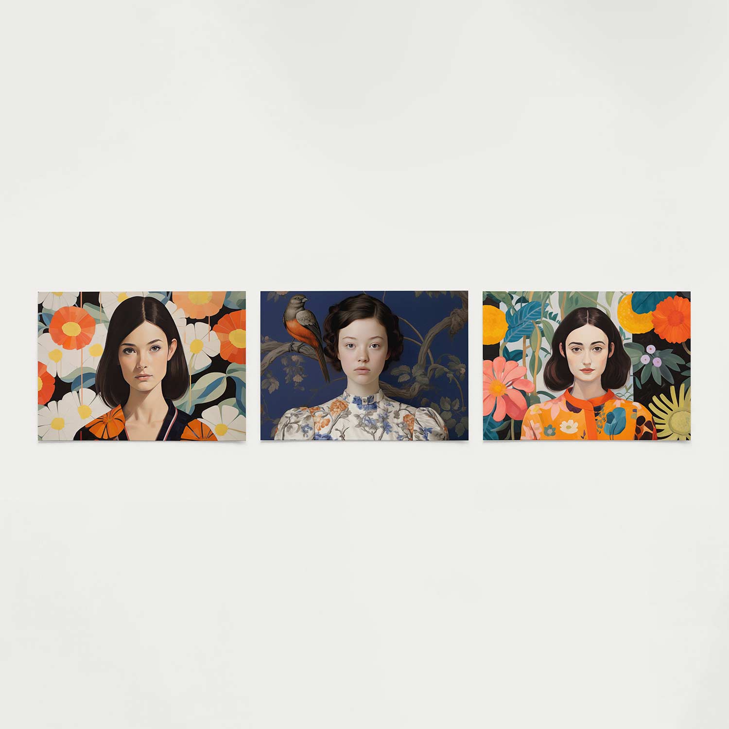 Bloemen en portret Posterset