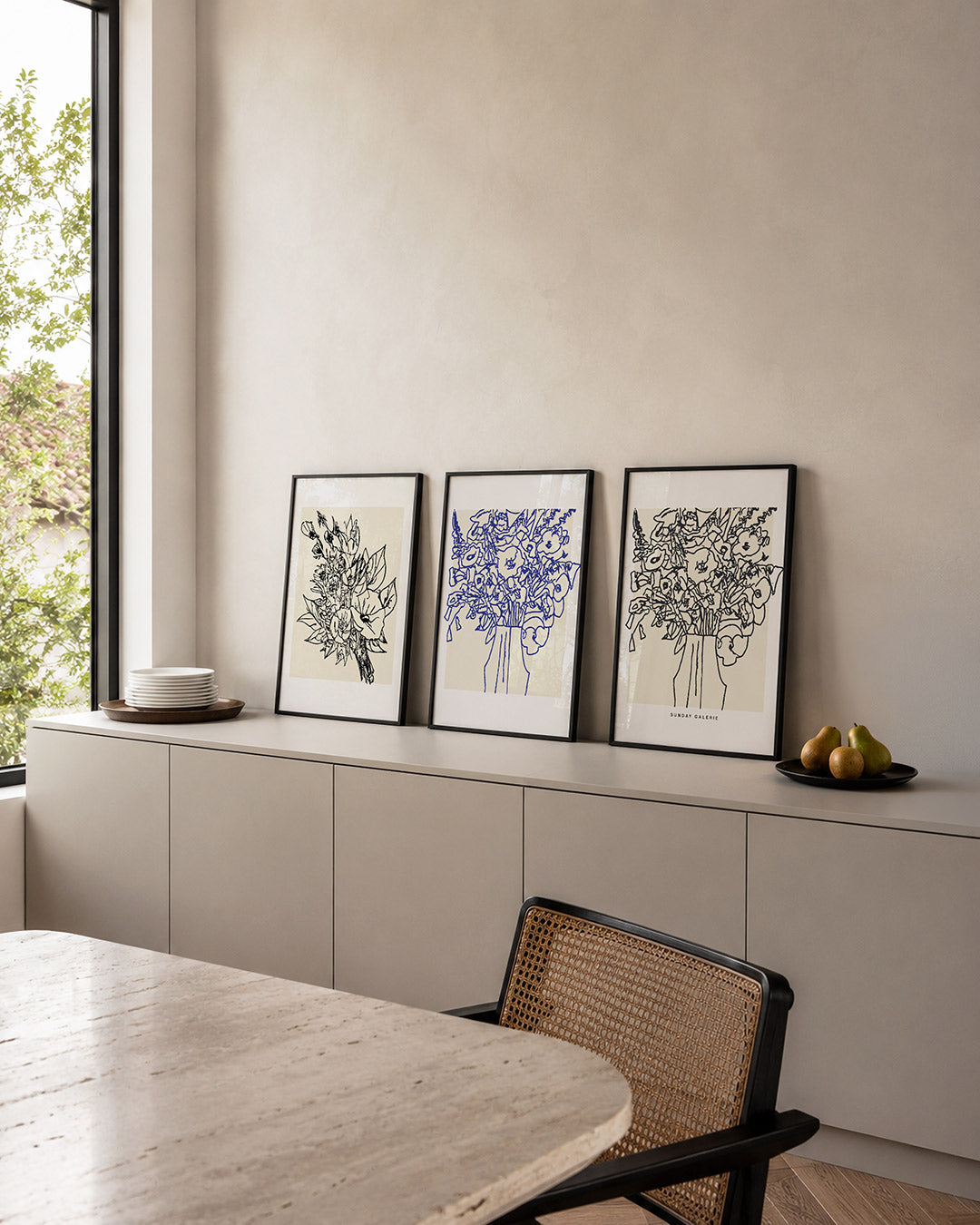 Lijnenspel bloemen Posterset
