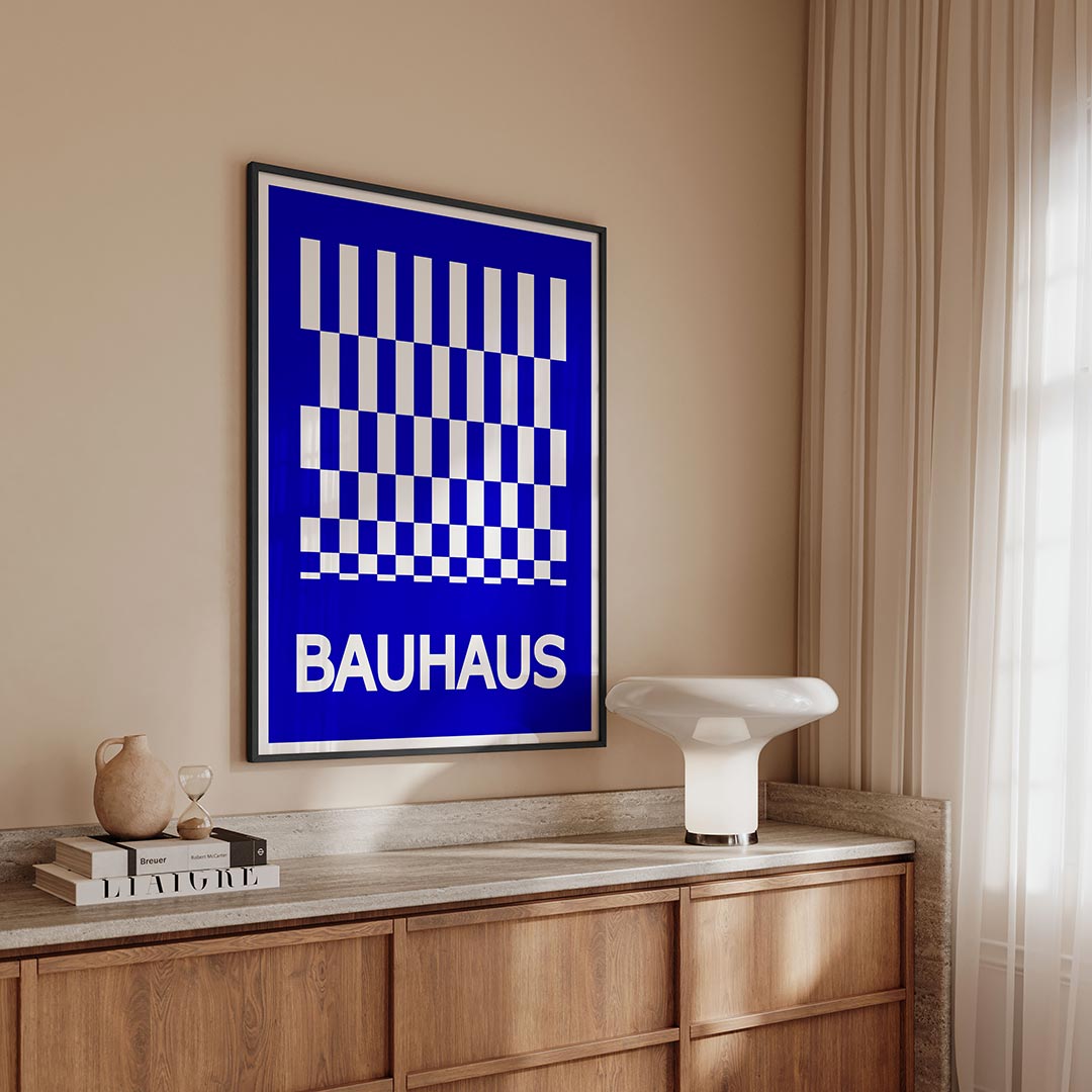 Blauw wit ritme Poster