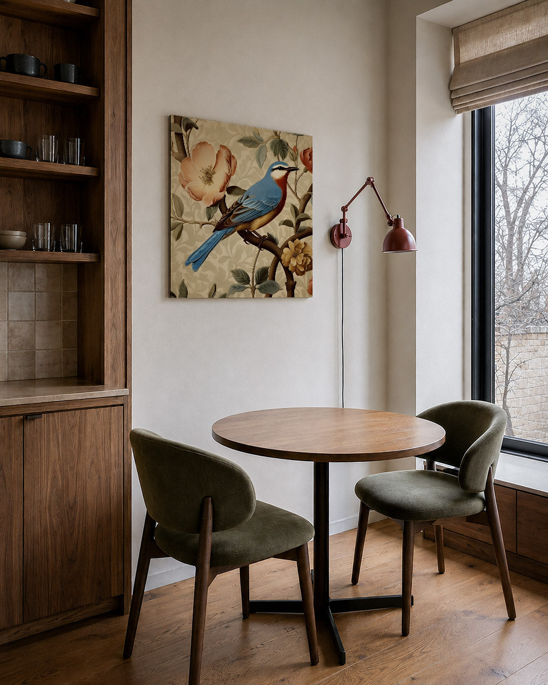 Vogel en bloemen Kunstwerk