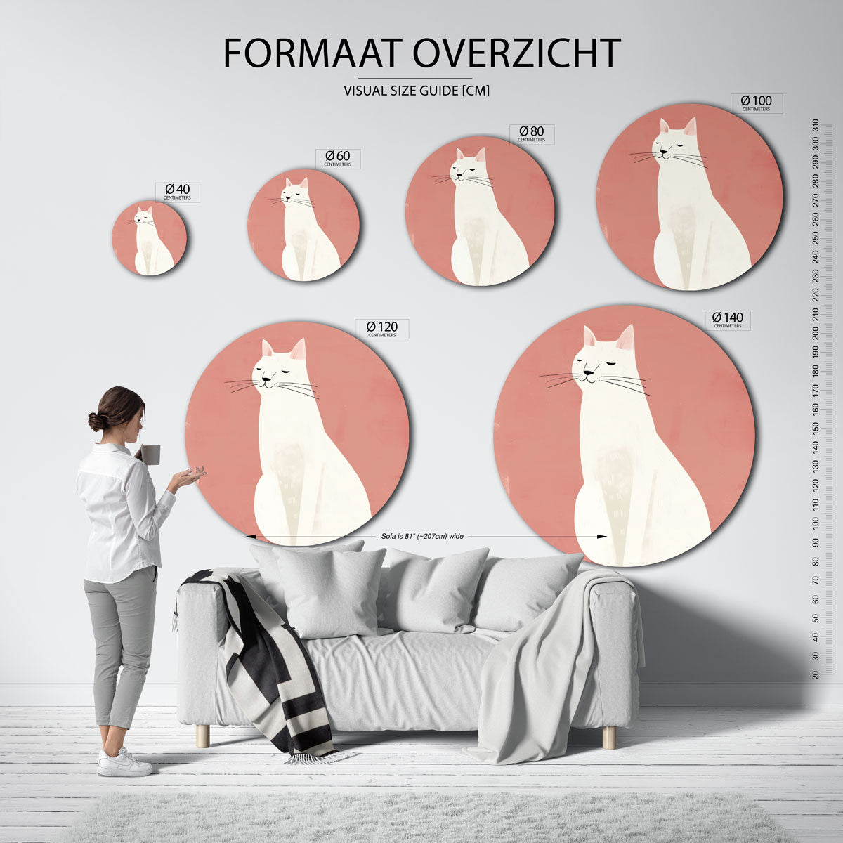 Witte kat Muurcirkel