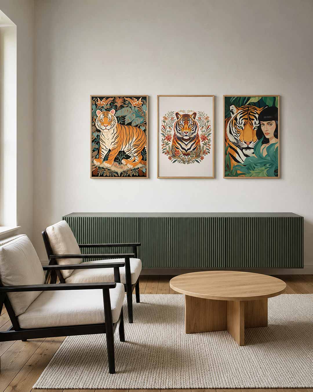 Tijger en bladeren Posterset