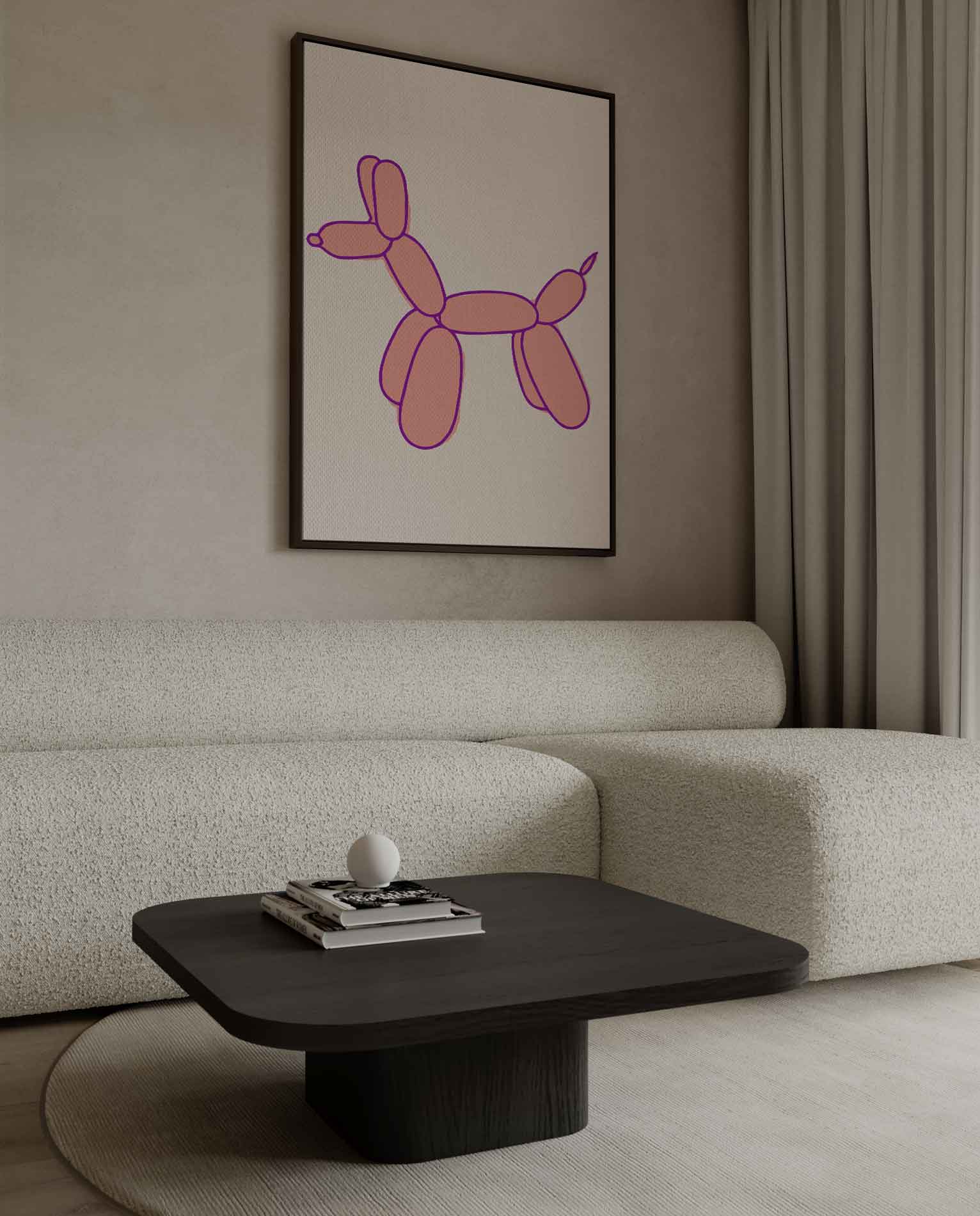 Speelse Ballonhond Illustratie Kunstwerk-canvas-dibond-plexiglas-wanddecoratie-WallArtistic