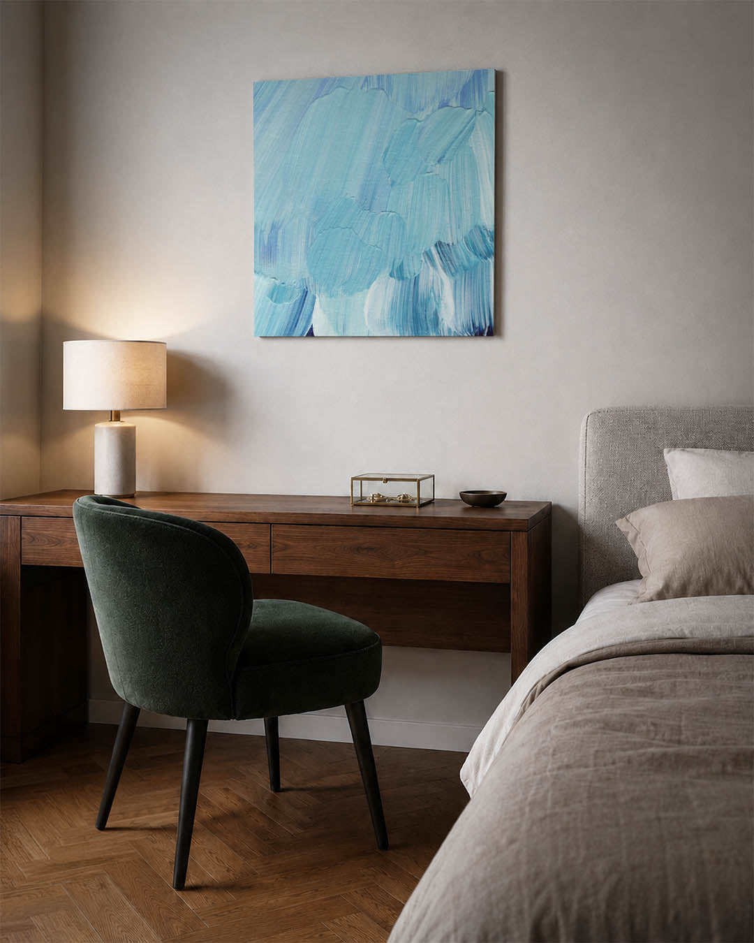 Vloeiende blauwe bewegingen Kunstwerk
