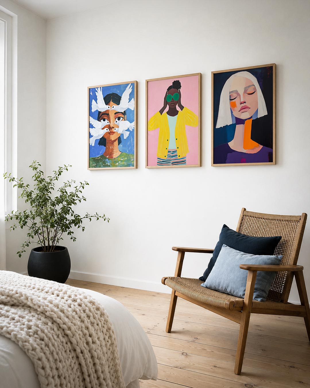 Vogels en gezicht Posterset