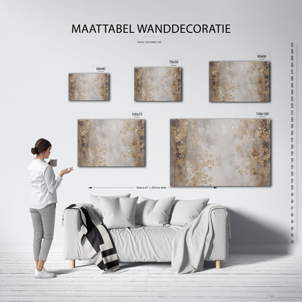 Gouden bloemmotief Kunstwerk