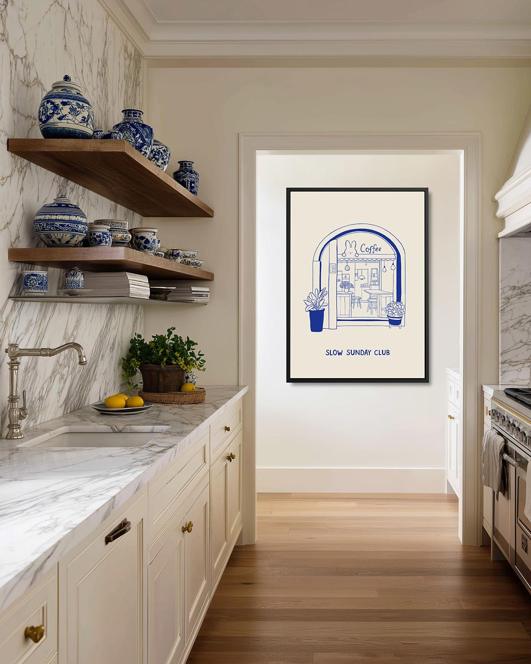 Koffiehuis illustratie Kunstwerk