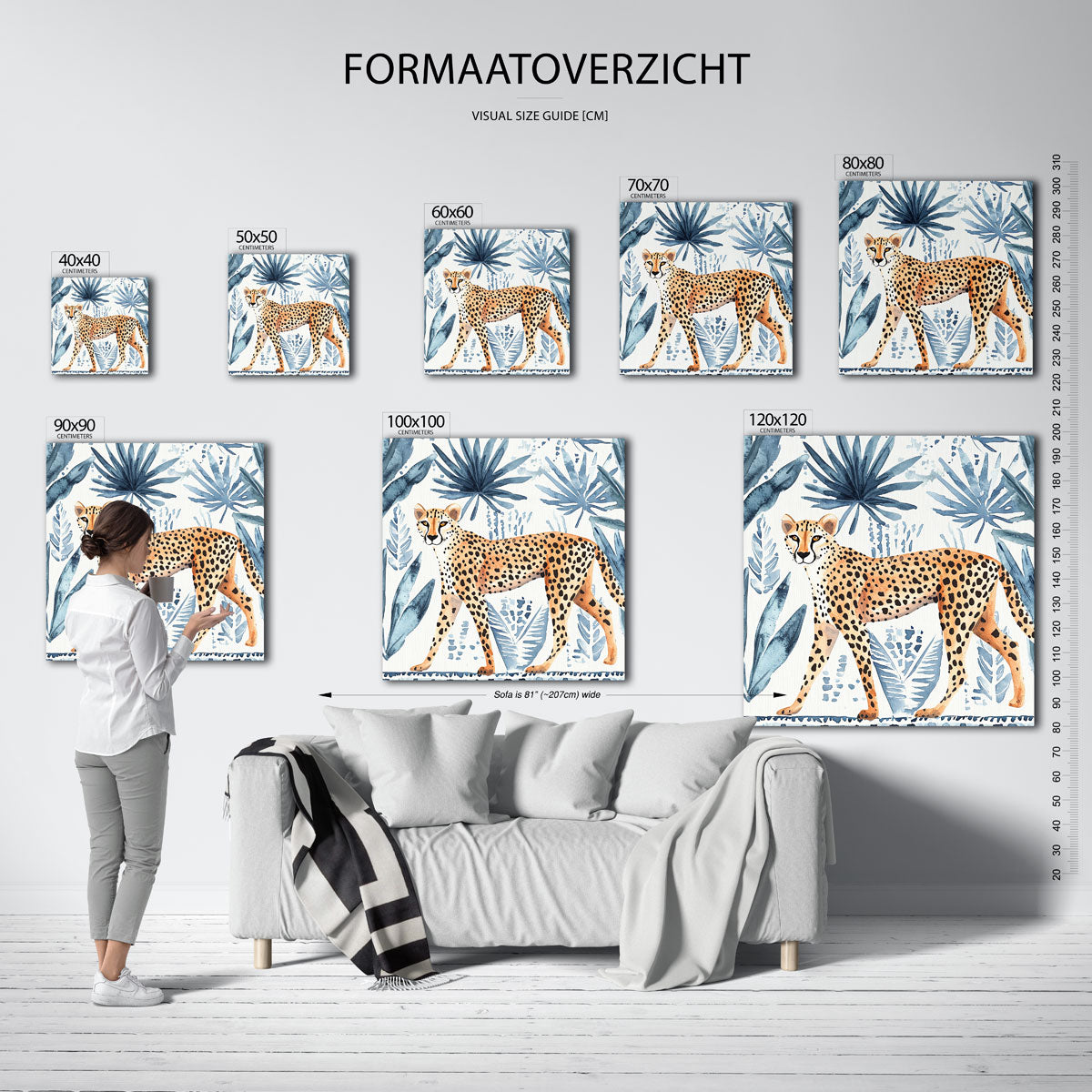 Luipaard en bladeren Poster