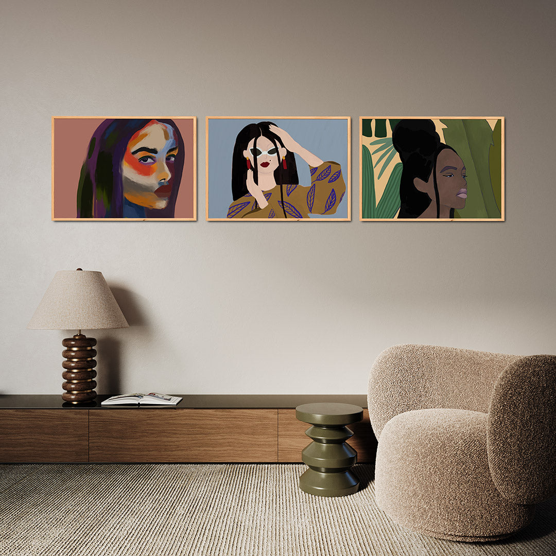 Kleurrijke portretvlakken Posterset