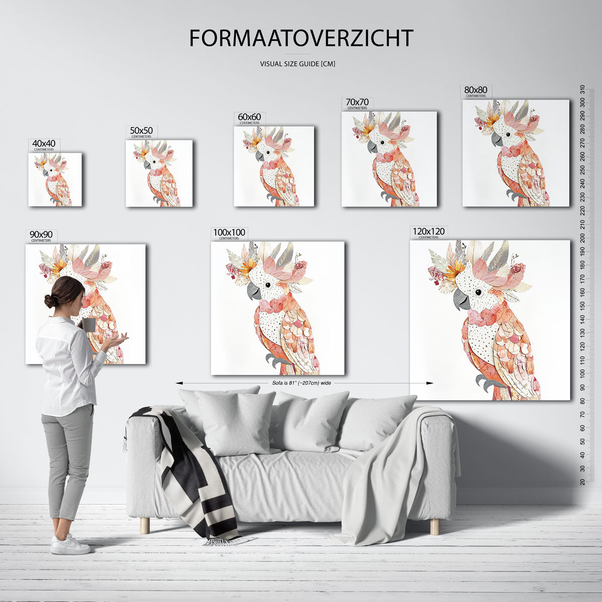 Papegaai met bloemen Poster