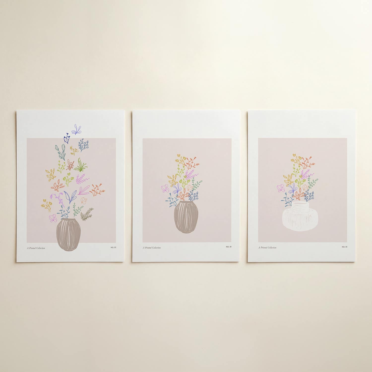 Bloemige lijnenspel Posterset