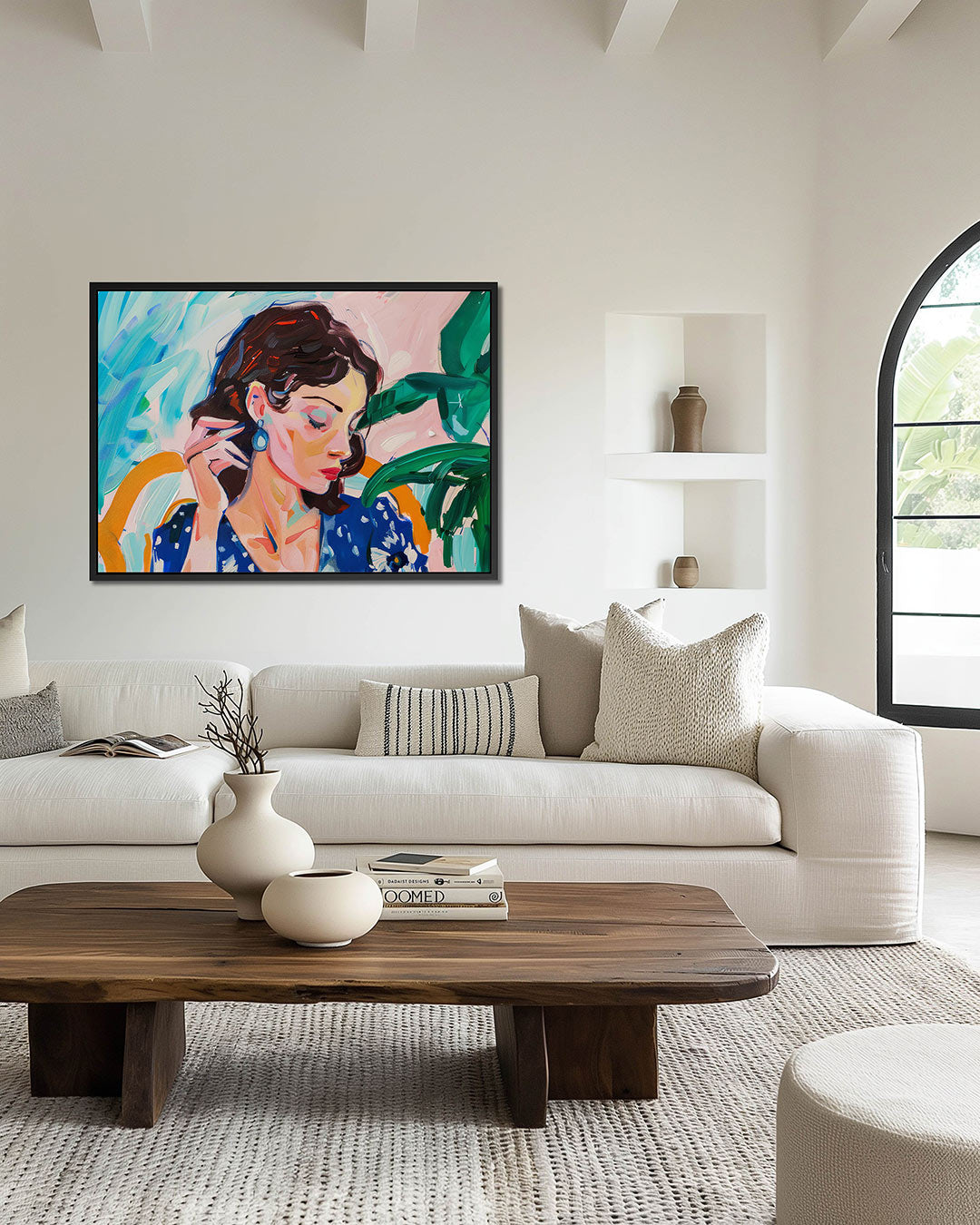 Vrouwelijk portret kleurrijk Kunstwerk