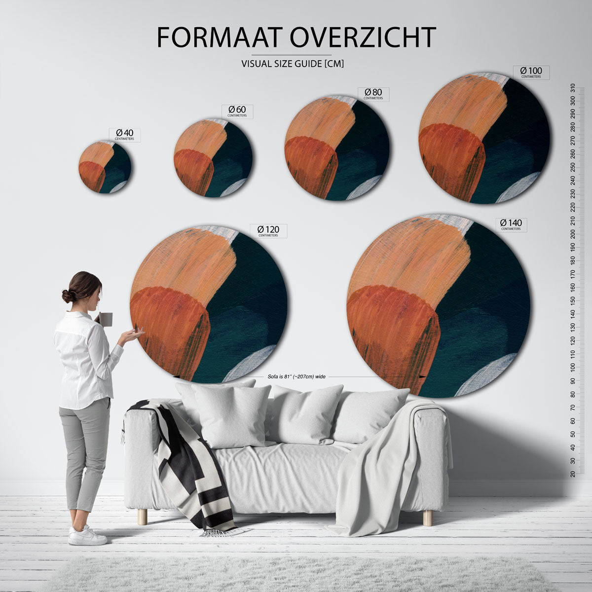 Abstracte penseelstreken Muurcirkel