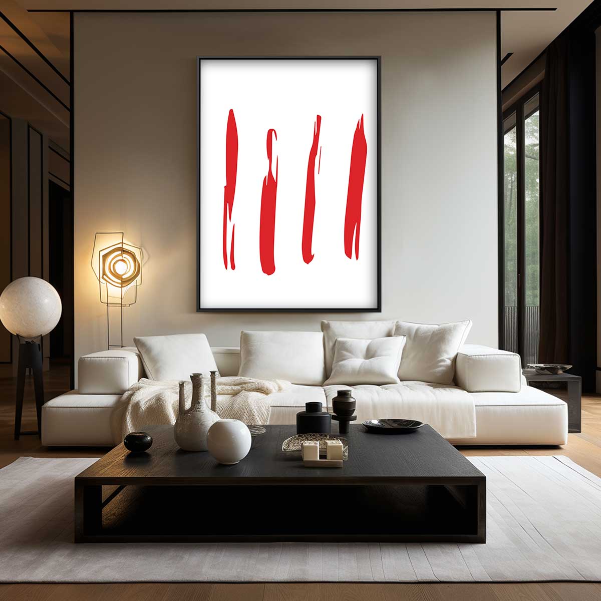 Dynamisch Rood Kunstwerk-canvas-dibond-plexiglas-wanddecoratie-WallArtistic