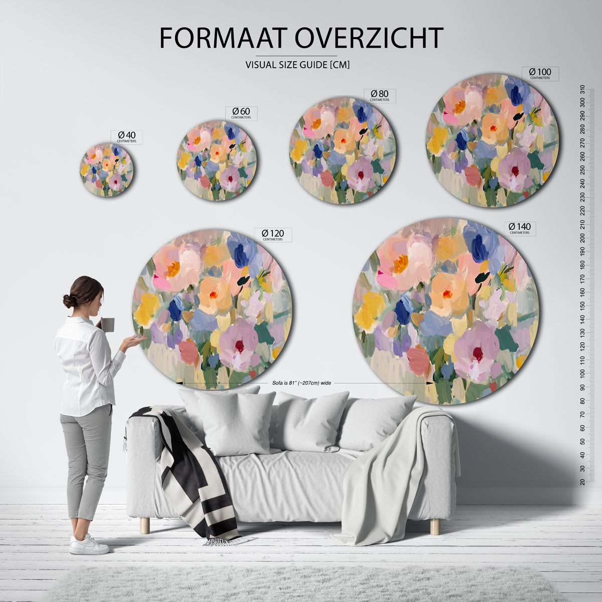 Bloemrijke kleuren Muurcirkel
