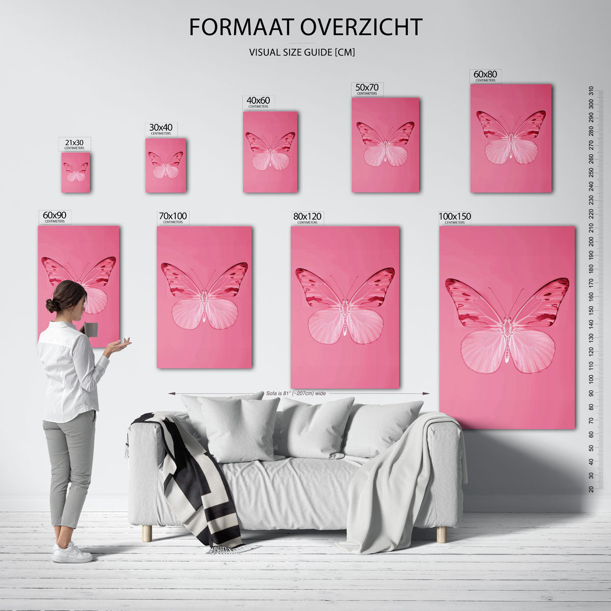 Vlinder op roze Poster